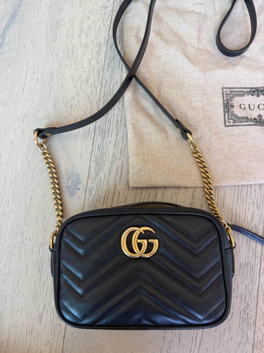 Gucci Marmont Mini Matelassé Leather Camera Bag - Black